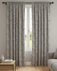 JACQUARD LEAF TAPED CURTAIN SILVER